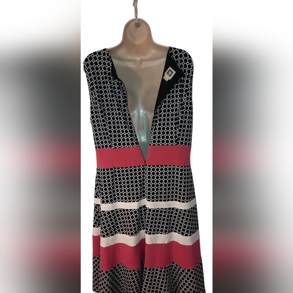 Anne Klein Black and Red Patterned Midi Dress - Picture 5 of 10